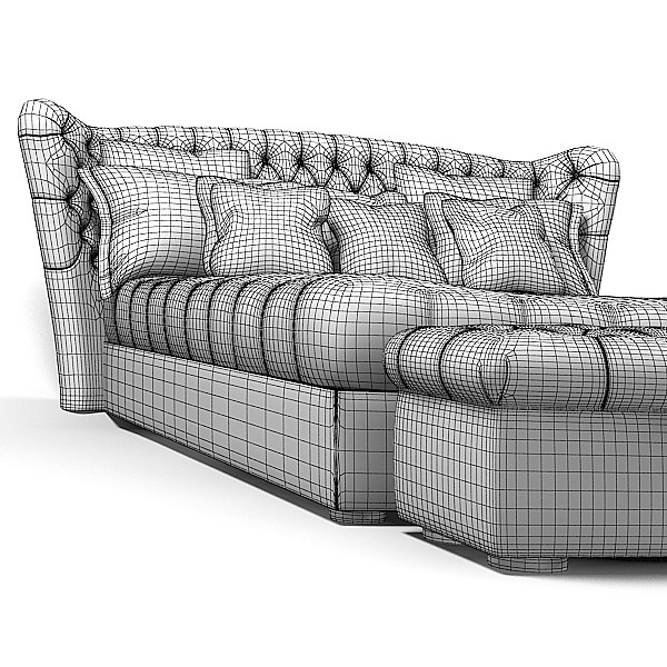 3d promemoria modern tufted model - promemoria modern tufted back bed pilows contemporary bedroom pouf by archstyle